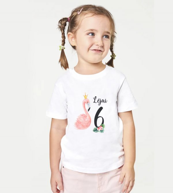 Vaiko gimtadienio marškinėliai Flamingas