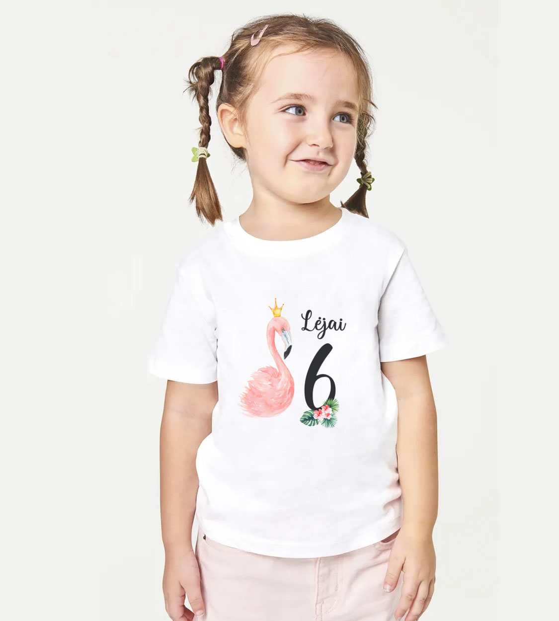 Vaiko gimtadienio marškinėliai „Flamingas“