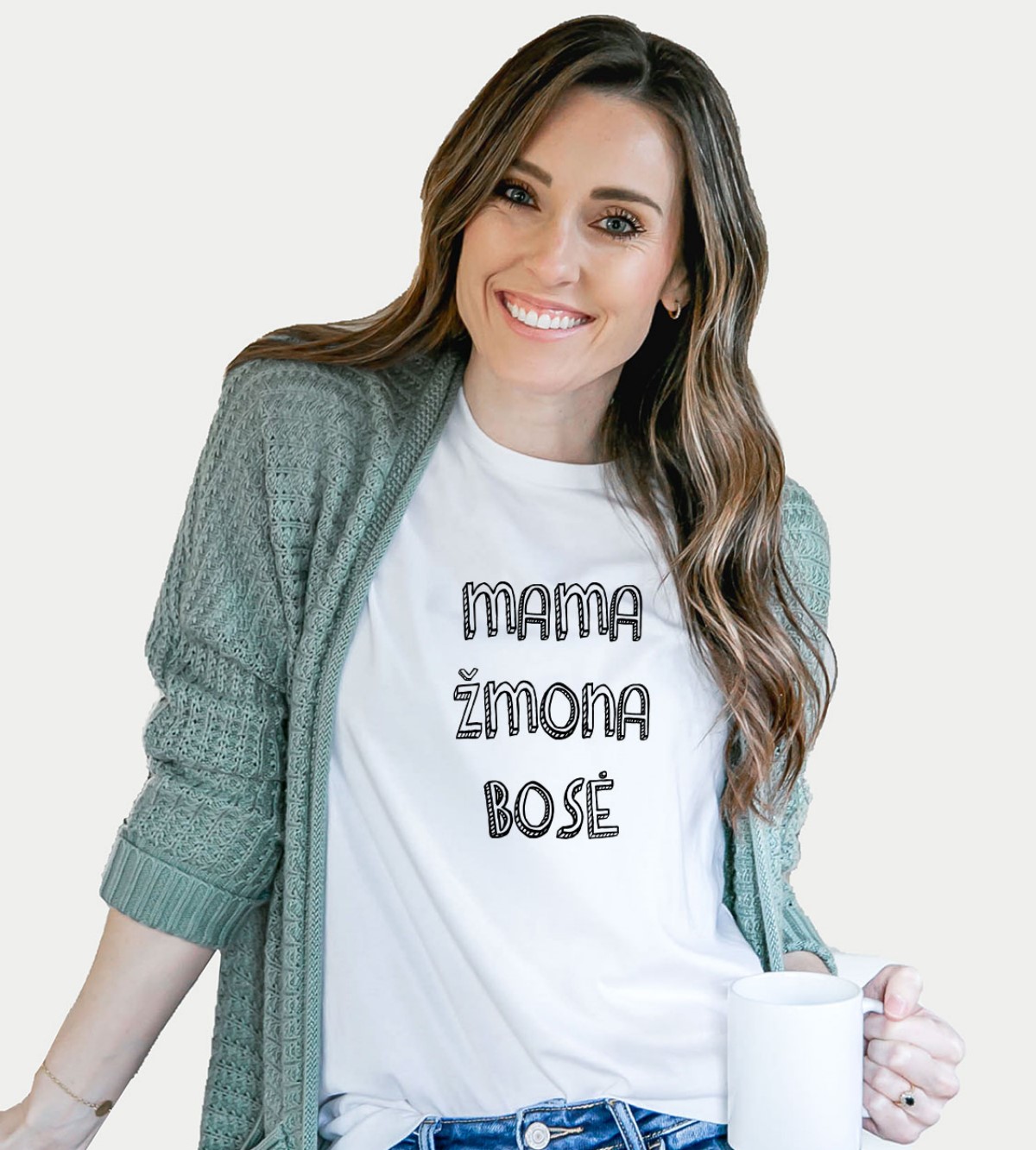 Moteriški marškinėliai „Mama, Žmona, Bosė“