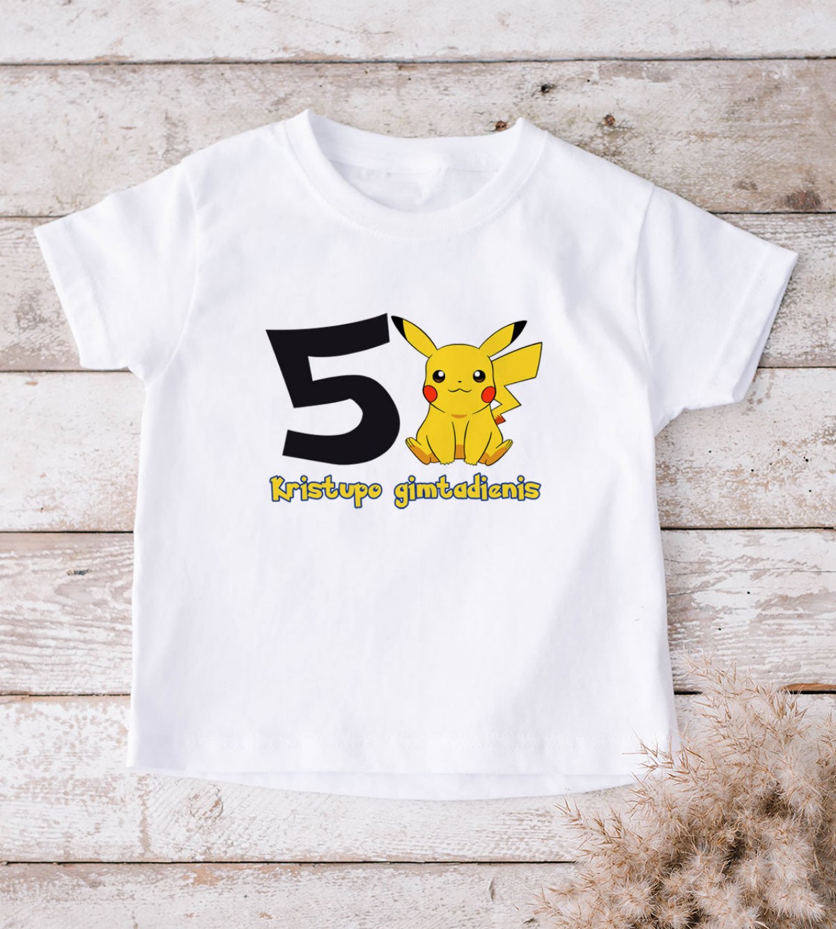 Marškinėliai vaiko gimtadieniui „Pikachu“
