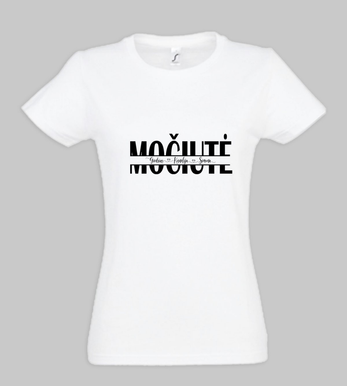 Moteriški marškinėliai „Močiutė“ juodos raidės