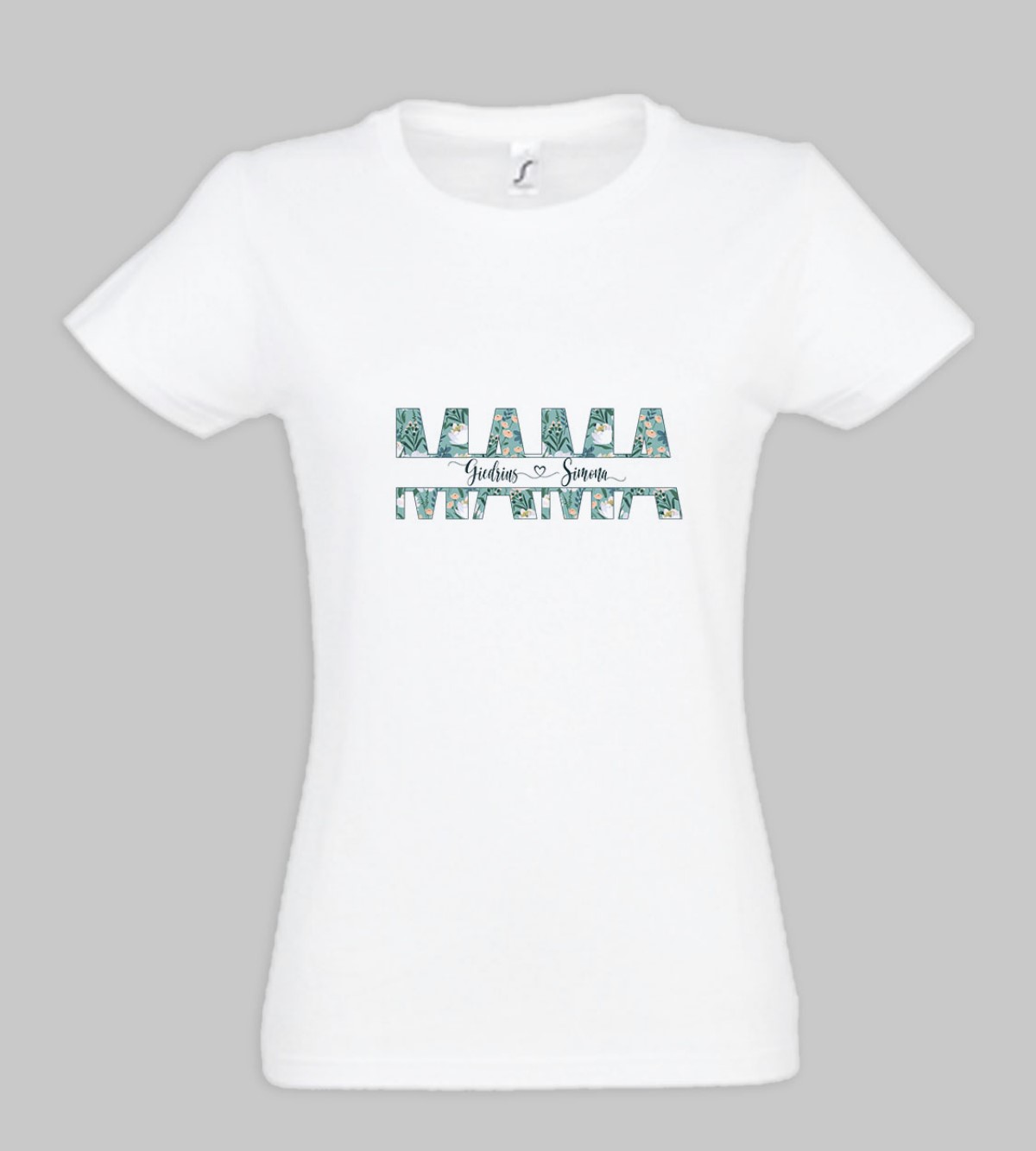 Moteriški marškinėliai „Mama“ su vaikų vardais