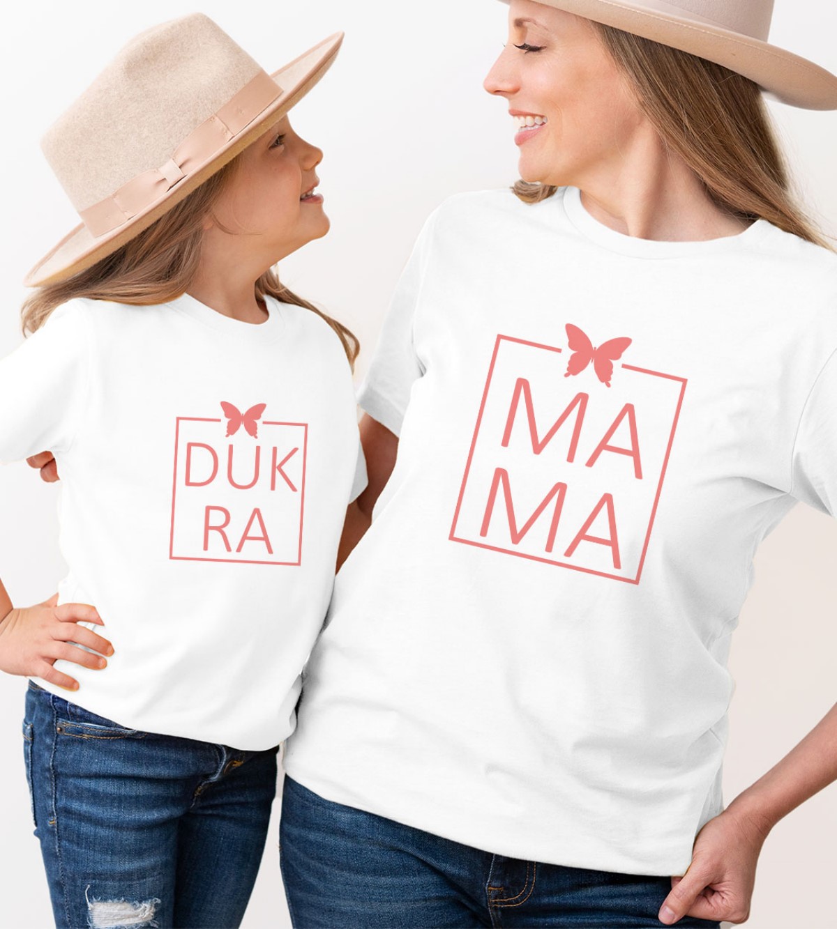 Marškinėliai mamai ir dukrai su norimu žodžiu