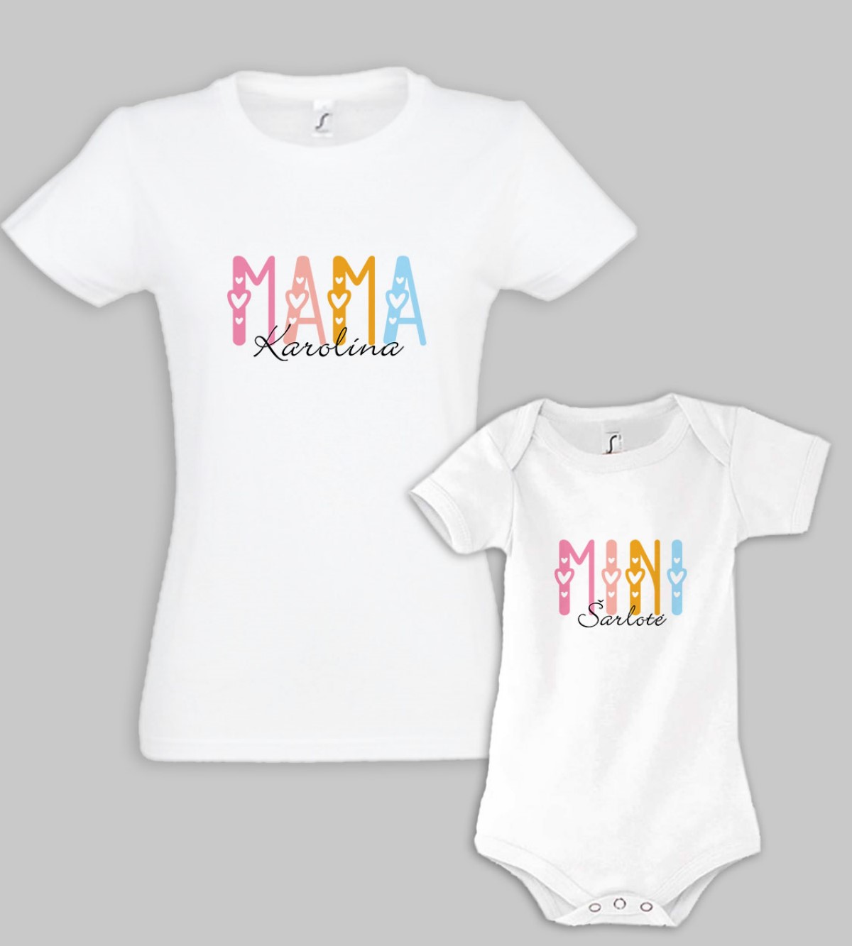 Marškinėliai mamai ir dukrai „Mama ir Mini“