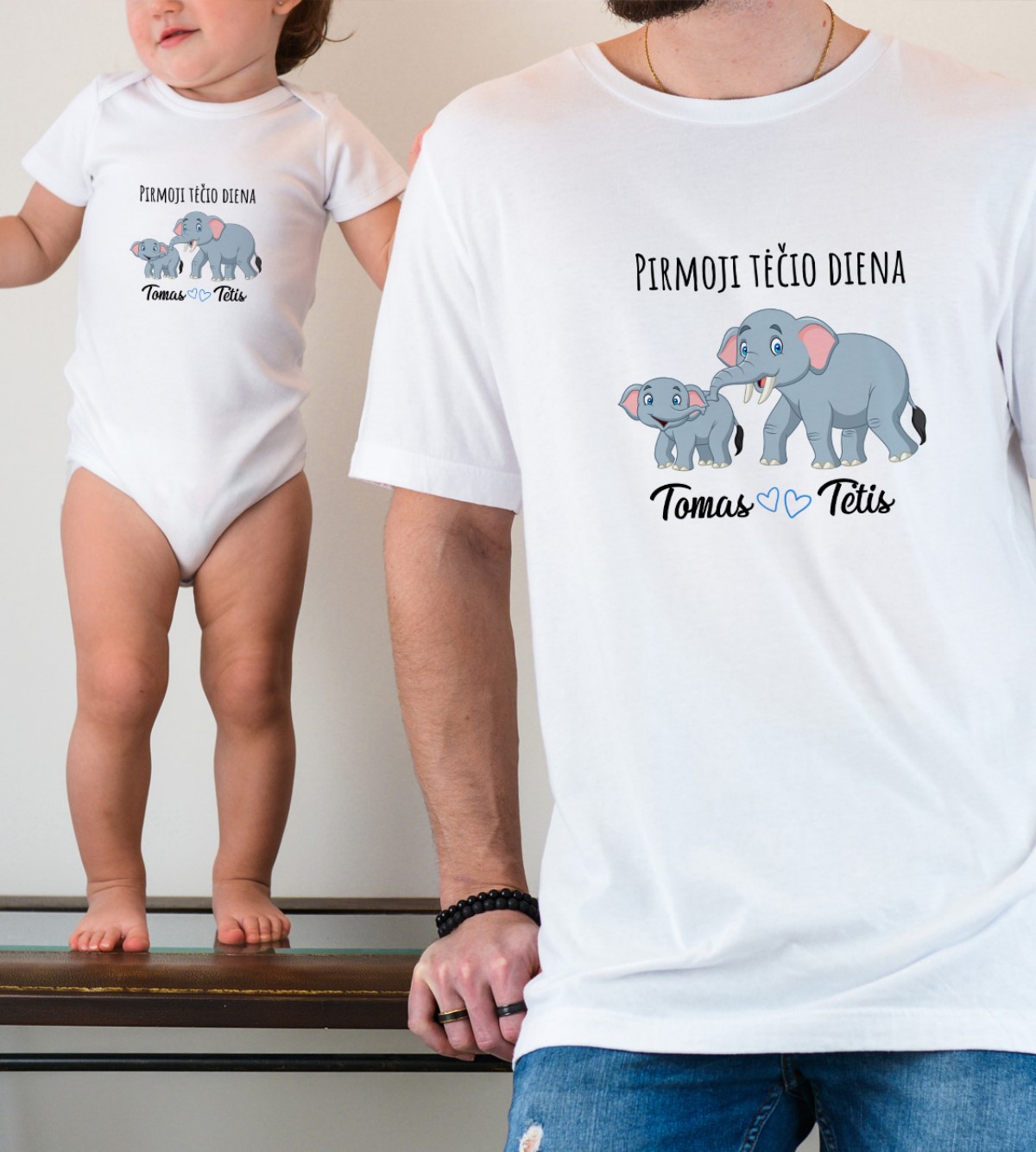 Marškinėliai „Pirmoji tėčio diena“ Drambliai