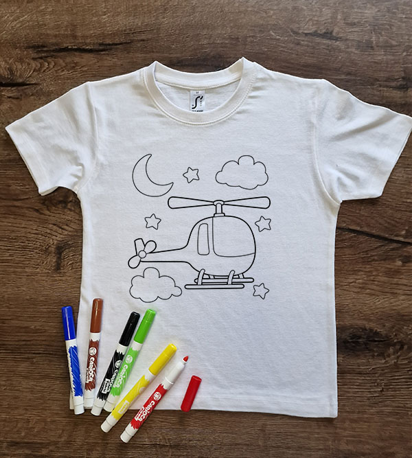 Marškinėliai spalvinimui „Malūnsparnis“