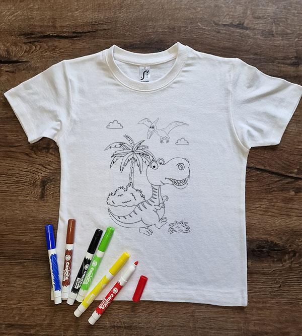 Marškinėliai spalvinimui „Dinozauras”
