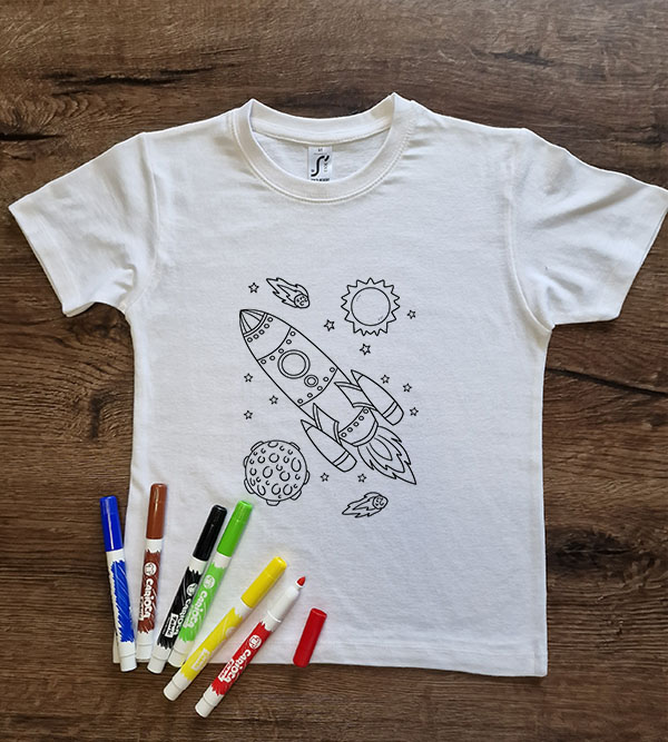 Marškinėliai spalvinimui „Raketa“