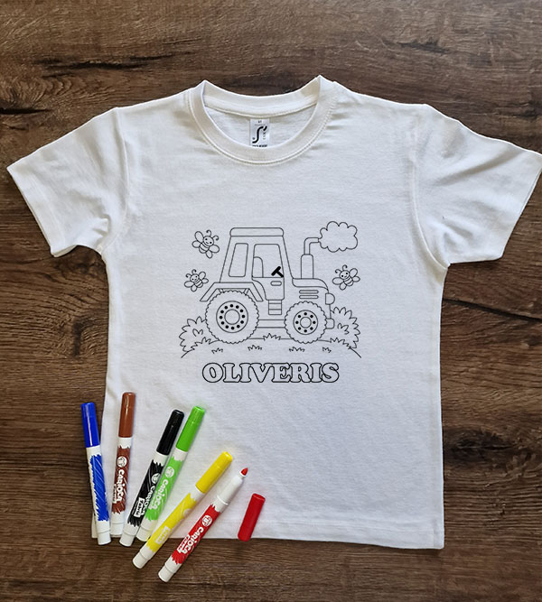 Spalvinimui marškinėliai „Traktorius“